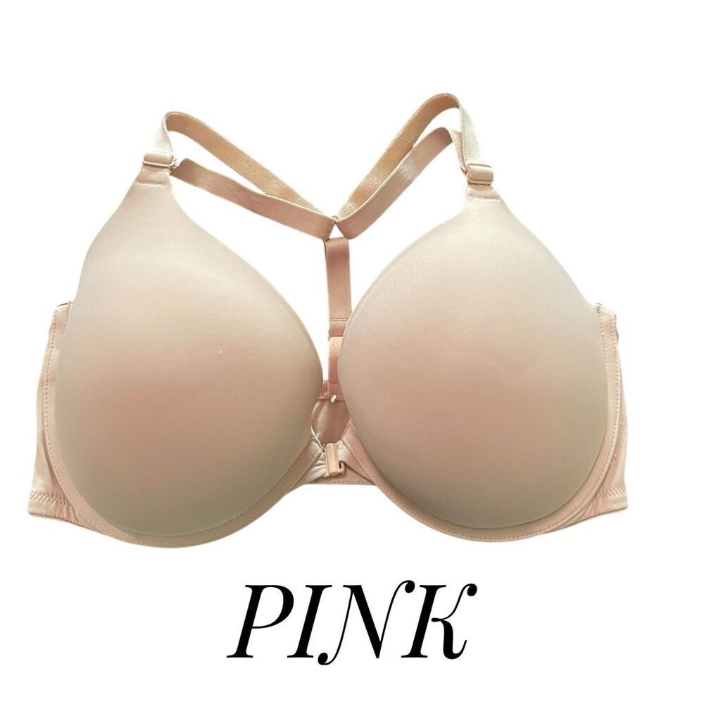 Victoria's Secret PINK 36DD Wear Everywhere Push Up T back Front Closure Bra Bei
